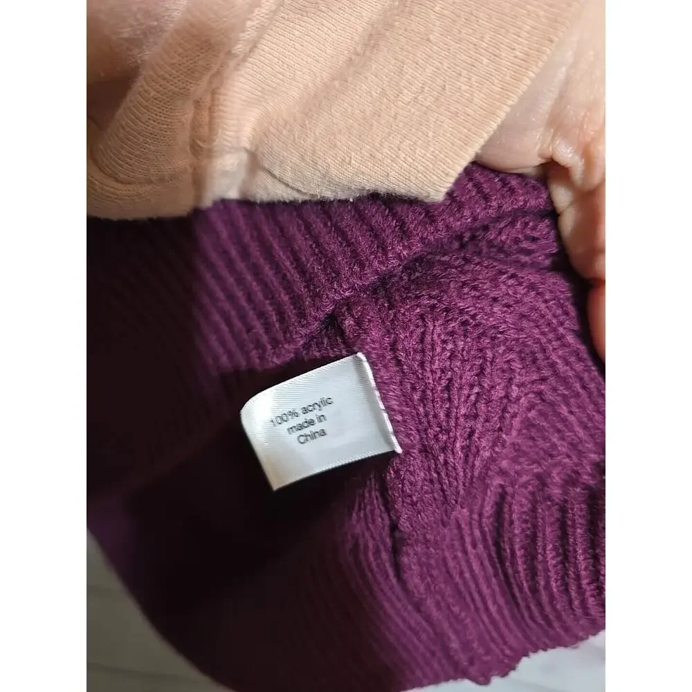 Lane Bryant Purple Cowl Neck Herringbone Knit Pullover Sweater Womans Size 14/16
